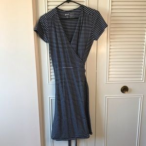 Pact striped wrap dress size small